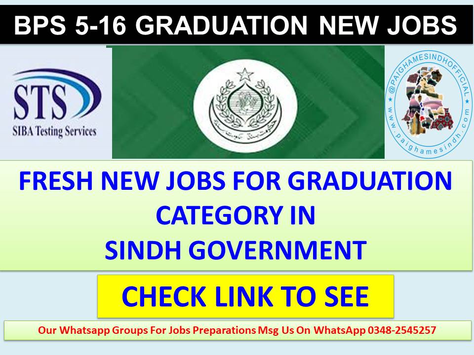 SINDH GOVT FRESH JOBS FOR IBA GRADUATION QUALIFIED CANDIDATES